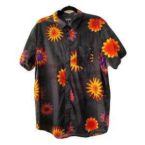 Billabong Men's M Organic Cotton Shirt Black Surfer Skater Pocket Short Sleeve